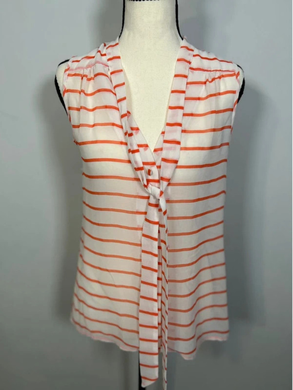 Banana Republic XS Striped Tie-Front Sleeveless Blouse